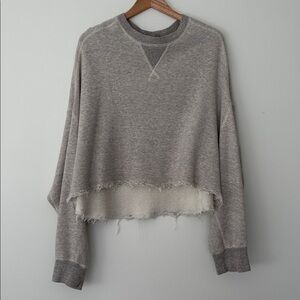 R13 Distressed Cropped Sweatshirt